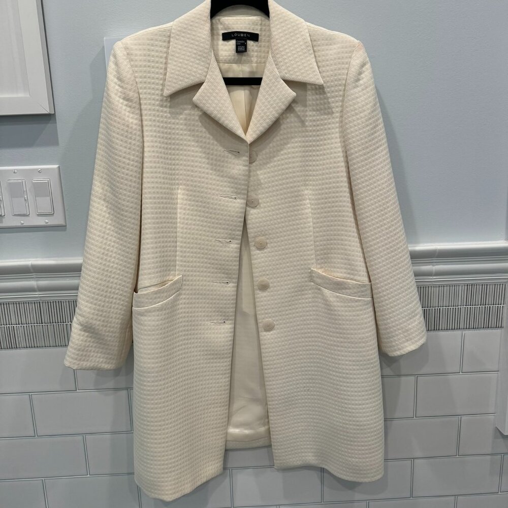 LOUBEN Cream colored, beautifully textured long jacket/blazer - Size 8